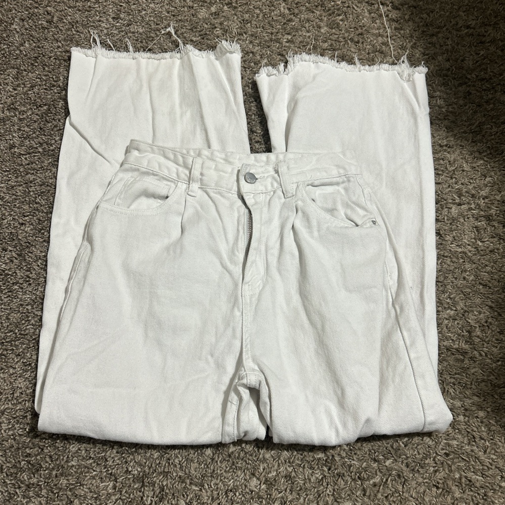 White Frayed Hem Jeans